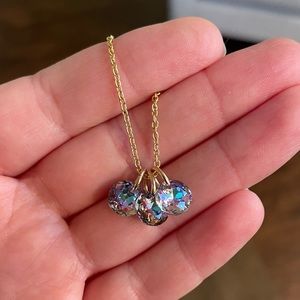 Swarovski Crystal Purple Rainbow Gold Plated Stainless Steel Necklace